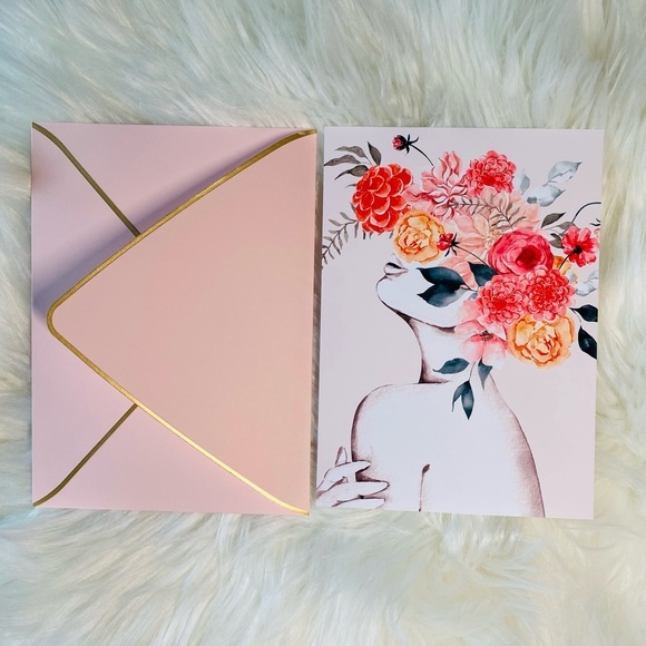 Set of Five Floral Women Elegant Greeting Cards & Luxury Envelo… - Picture 7 of 16